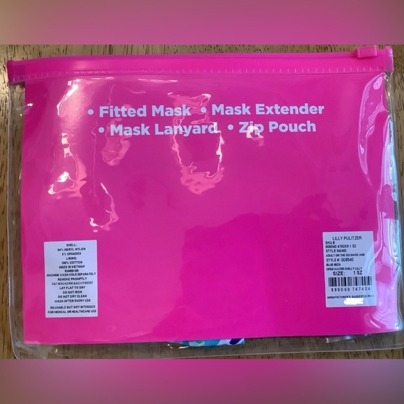 Lilly Pulitzer Adult On The Go Mask Set - Mask Lanyard Mask Extender Pouch - Picture 14 of 16
